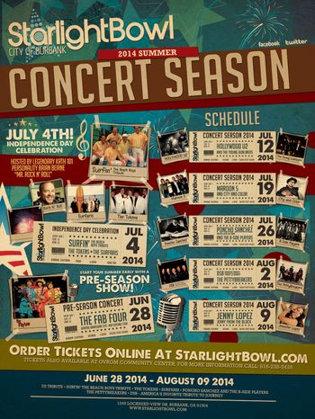 Surfin', The Tokens, The Surfaris with Brian Beirne, Mr. Rock 'n Roll, at the Starlight Bowl, July 4th 2014
