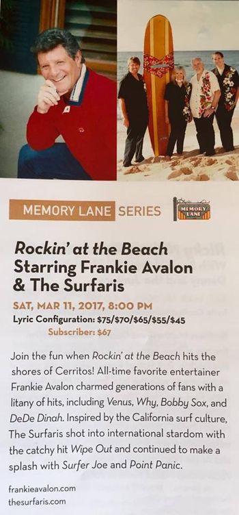 Surfaris Frankie Avalon Brochure
