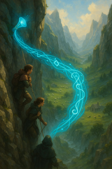 A painting of two people climbing a mountain

AI-generated content may be incorrect.