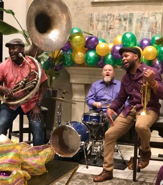 jazz in the shoals, mardi gras, drums, tuba, trumpet, 