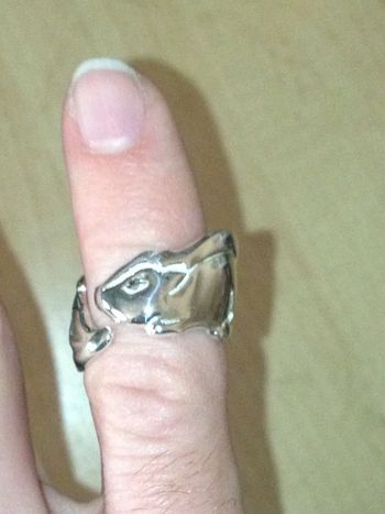 Custom 14k white gold skunk ring
