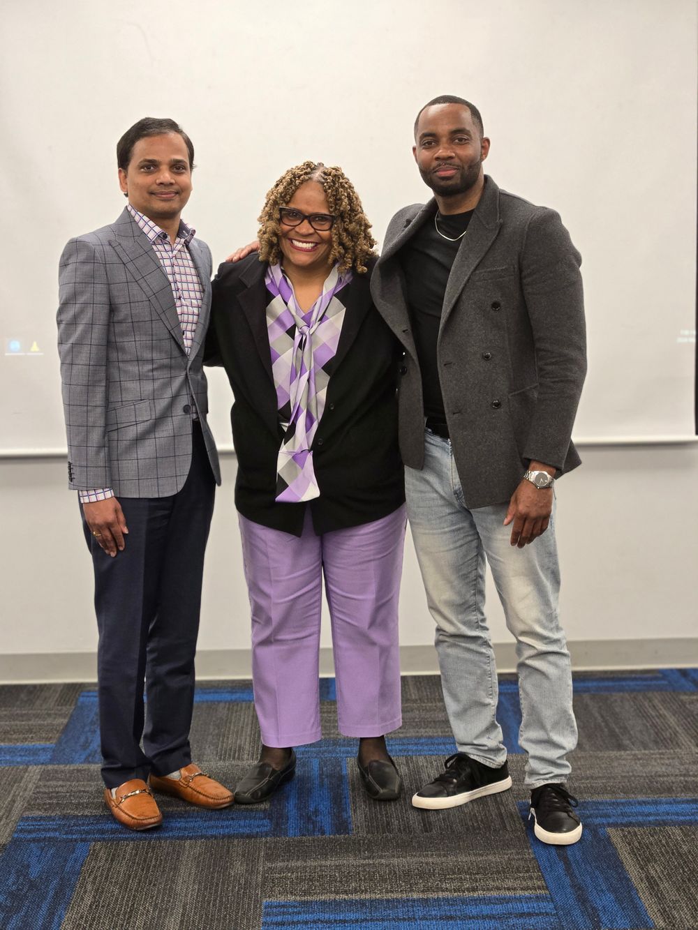 Photo of the Top 3 competitors. from left to right Raj, Lashon, and Brian