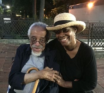 With Maestro Barry Harris at Marcus Garvey Park concert June 2018
