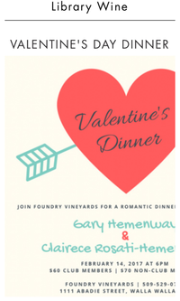 Foundry Vinyards Valentines Day Dinner