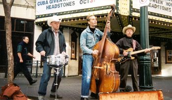 Busking with the Ronnie Hayward Trio. Dan Tapanila on guitar.
