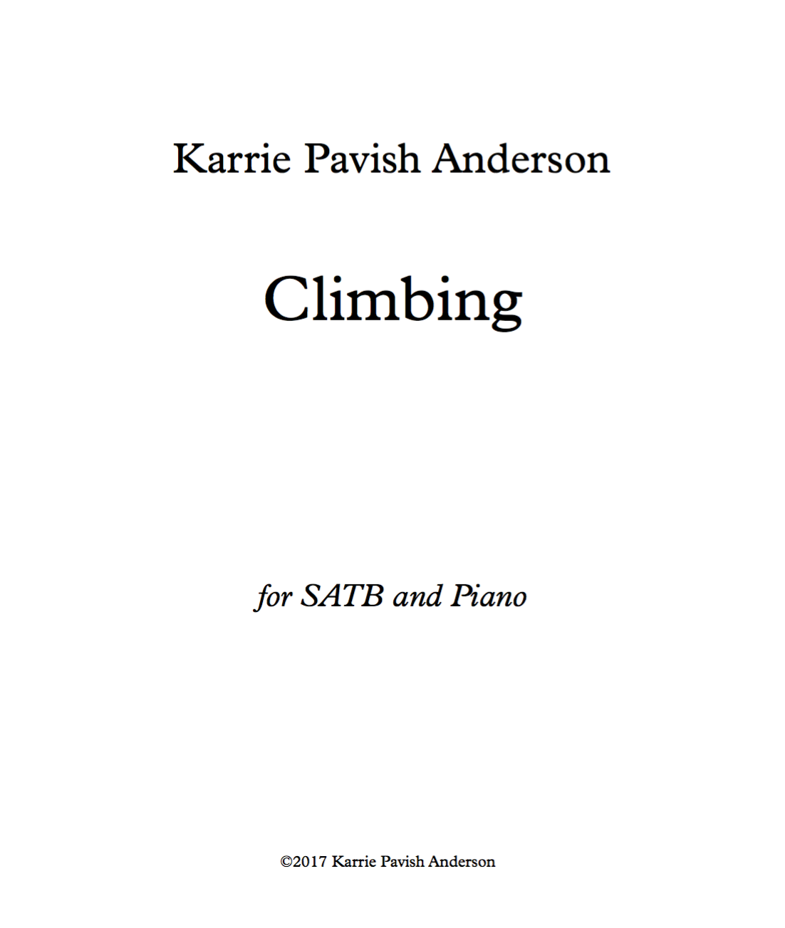 Climbing - SATB and piano score