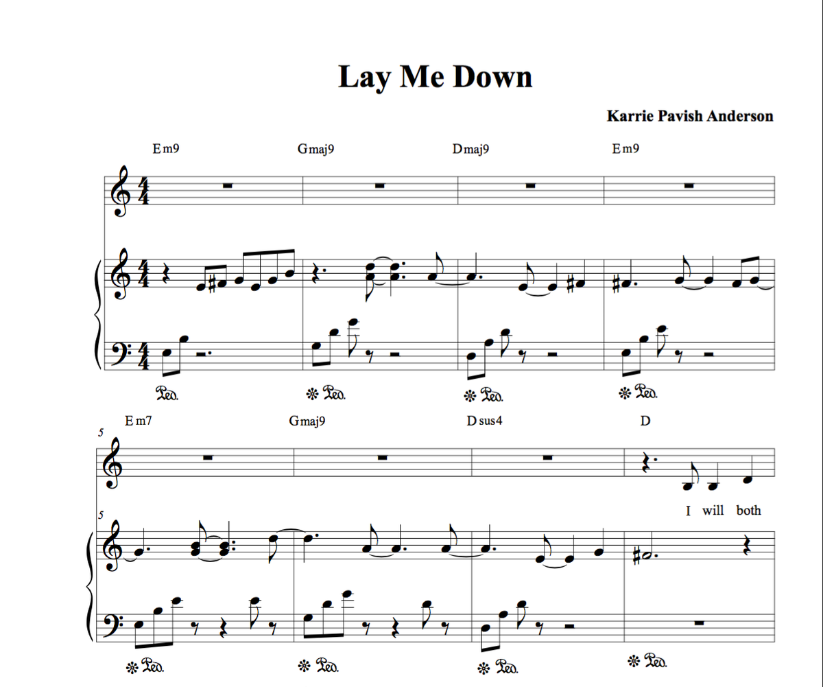 Lay Me Down Piano/Vocal Score