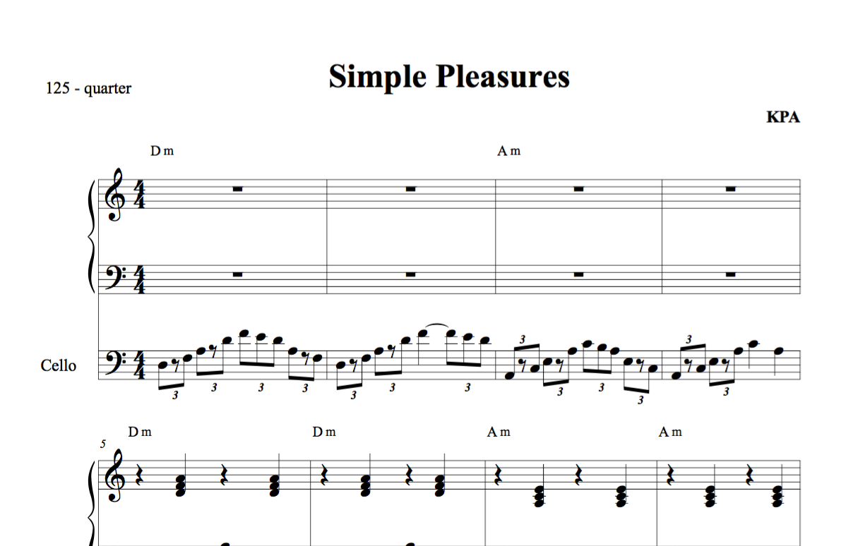 Simple Pleasures Piano/Cello score