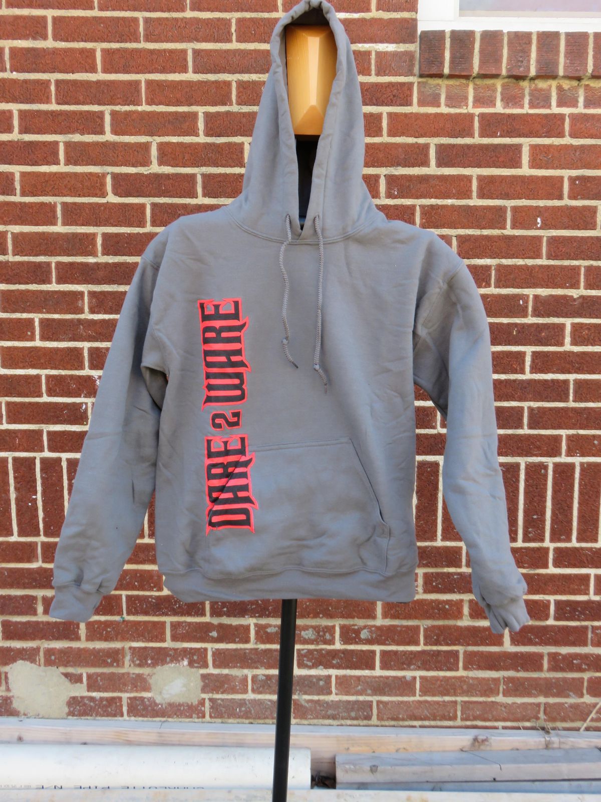 HOODIE w/ VERTICLE/FLAME - CHARCOAL (PLUS)