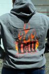 HOODIE w/ VERTICLE/FLAME - CHARCOAL (PLUS)