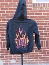 HOODIE w/ VERTICLE/FLAME - BLACK (PLUS)