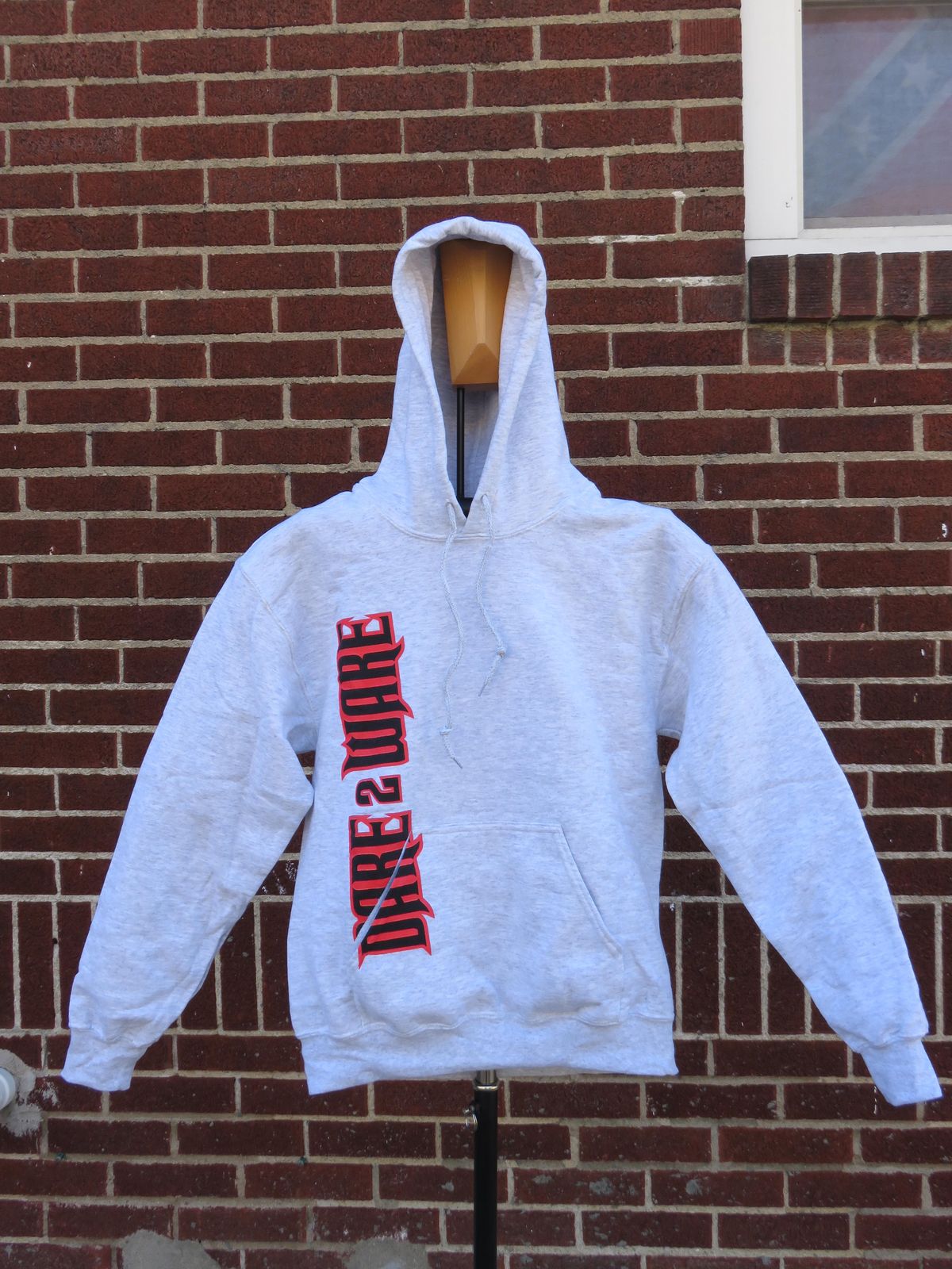 HOODIE w/ VERTICLE/FLAME - ASH (PLUS)
