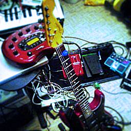 Line 6 pod with Boss slicer pedal
