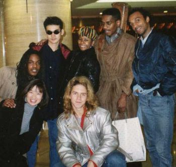 Derek Sivers, Mei Feng (our translator), Everton Nelson, Satochie Tomiie, myself, Victor Bailey, & Manu Katche on the Ryuichi Sakamoto Tour.
