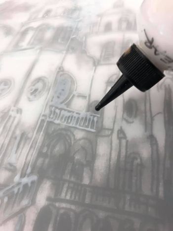 Step 2: Trace drawing with clear ink
