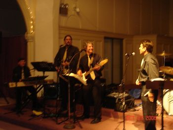 Rico Barr Jump'n' Jive Review 6 piece band featuring Carl Reppucci, keyboards Paul Hansen, guitar Peter Mundt, bass
