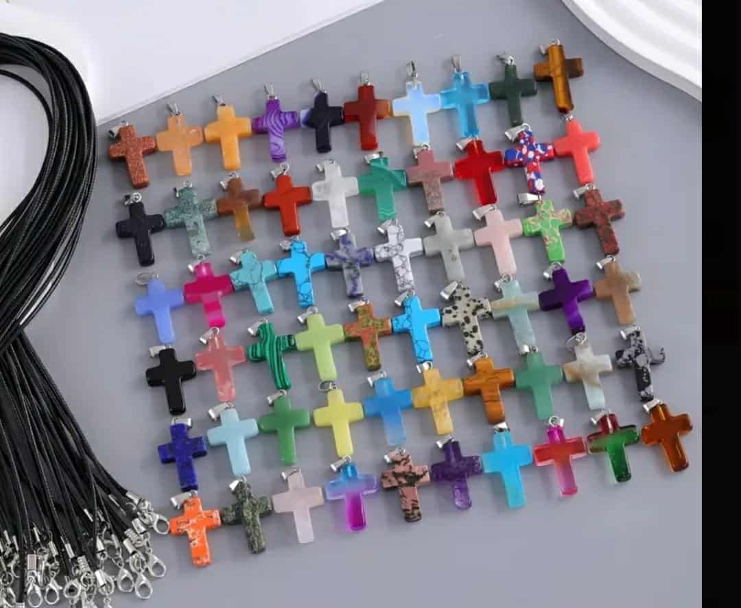 Stone Cross Pendant Necklaces