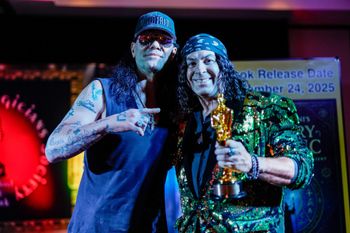 Award Winning Show Producer David Ferrari, with Rock Star Illusionist Criss Angel rec. Merlin Award as Show Producer of the Year. Criss Angel was David Ferrari's Mentor.
