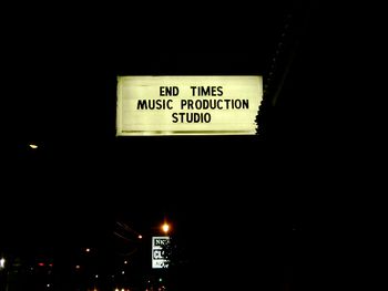 Studio Sign lit at Night
