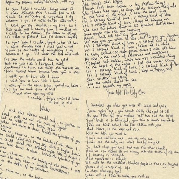 Hand Written Lyric Sheet