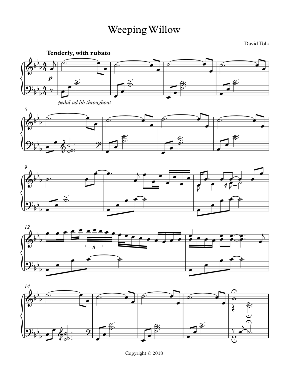 Sheet Music - Weeping Willow
