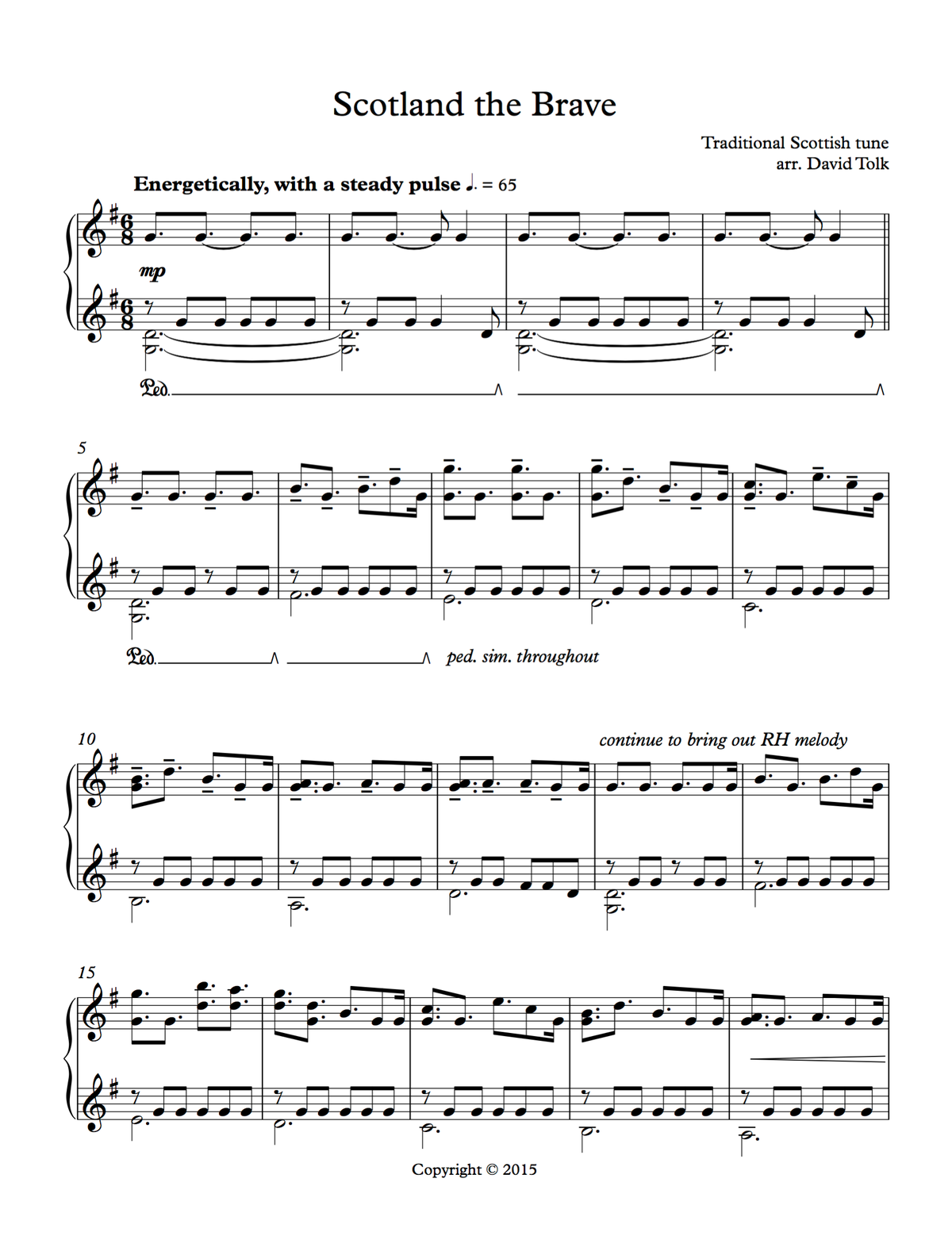 Sheet Music - Scotland the Brave - Solo Piano
