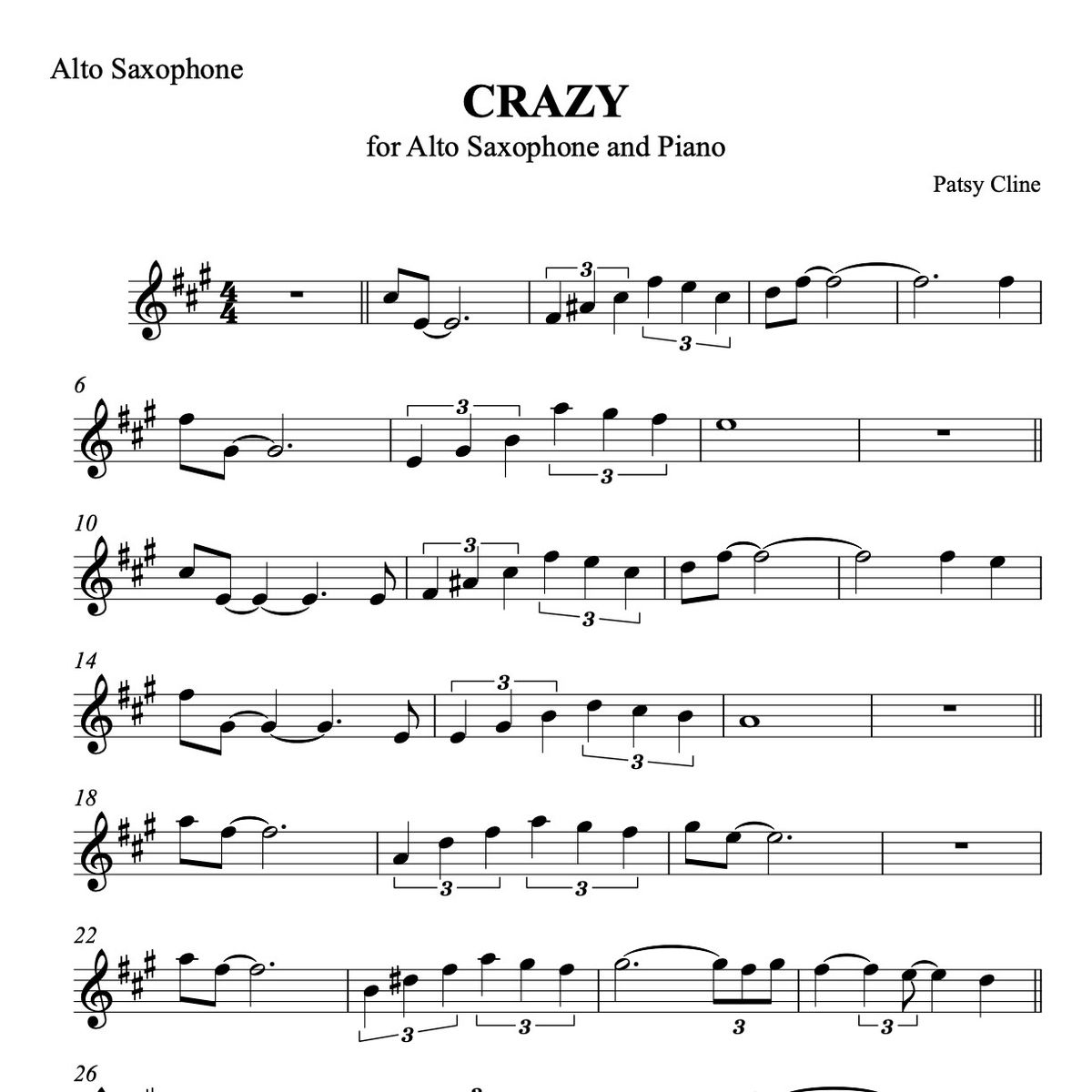 CRAZY for Alto Saxophone