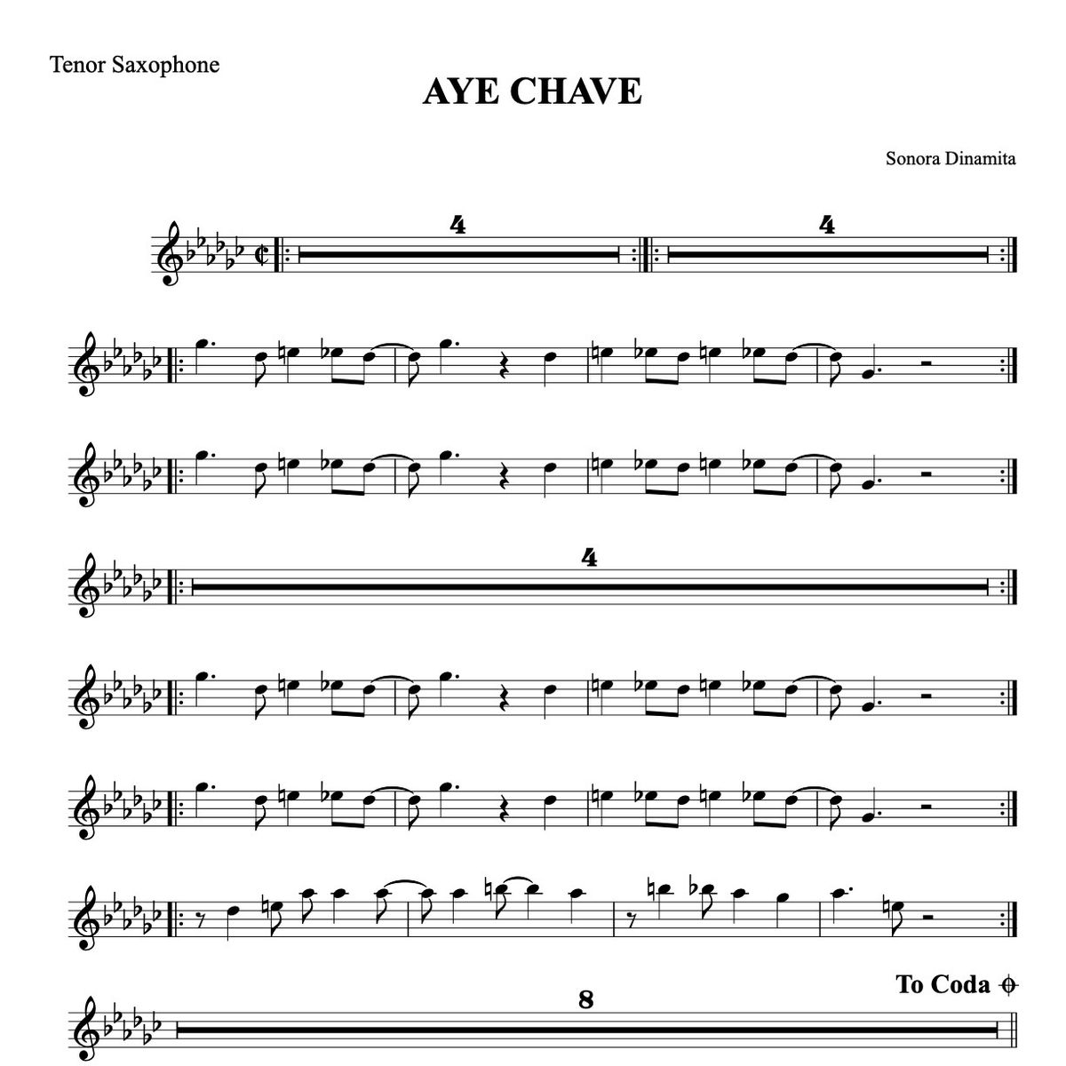 AY CHAVE for Tenor Saxophone