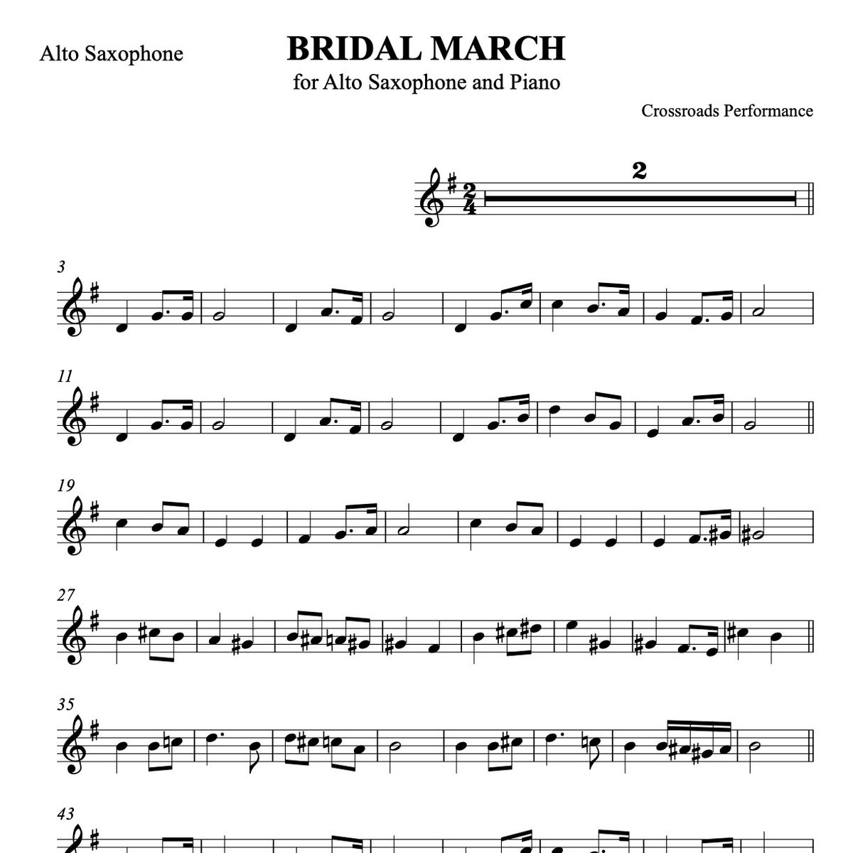BRIDAL MARCH for Alto Saxophone