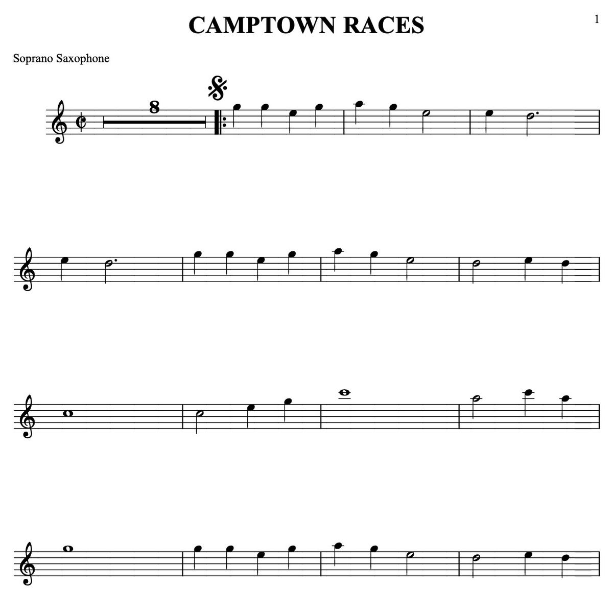 CAMPTOWN RACES  for Tenor Saxophone