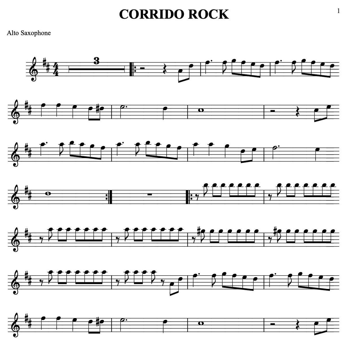 CORRIDO ROCK for Alto Saxophone