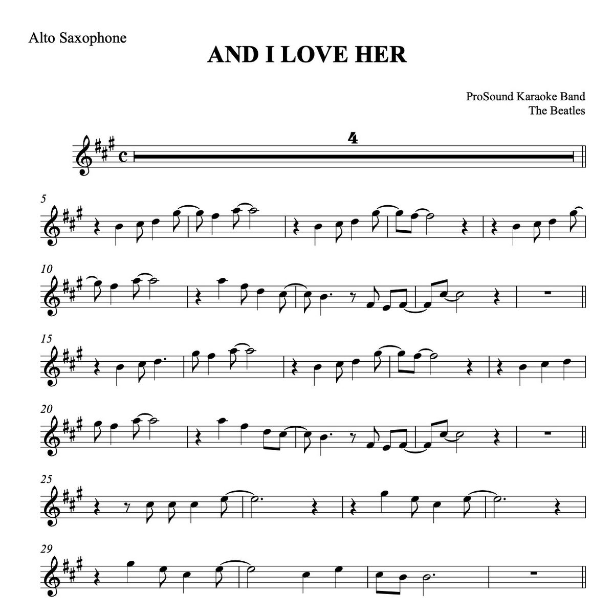 AND I LOVE HER for Alto Saxophone