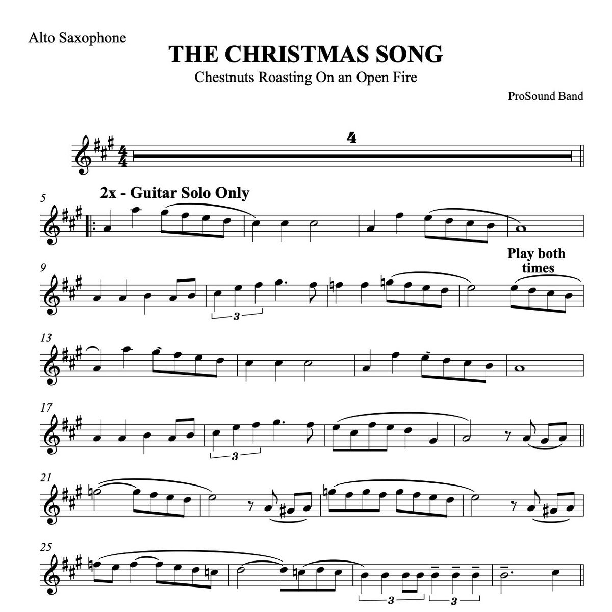 THE CHRISTMAS SONG for Alto Saxophone