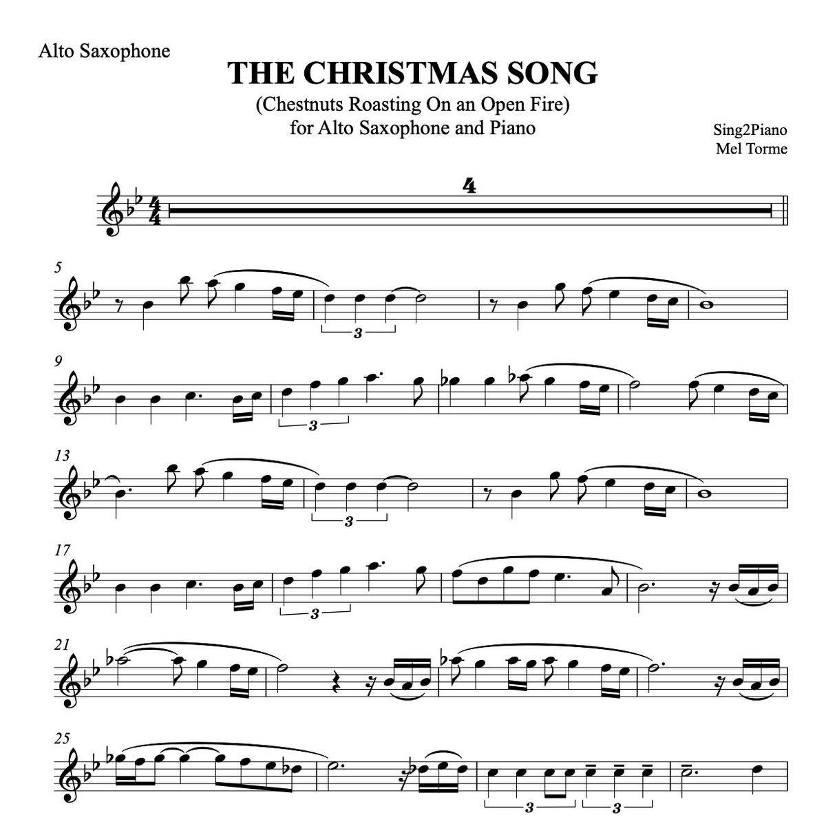 THE CHRISTMAS SONG for Alto Saxophone