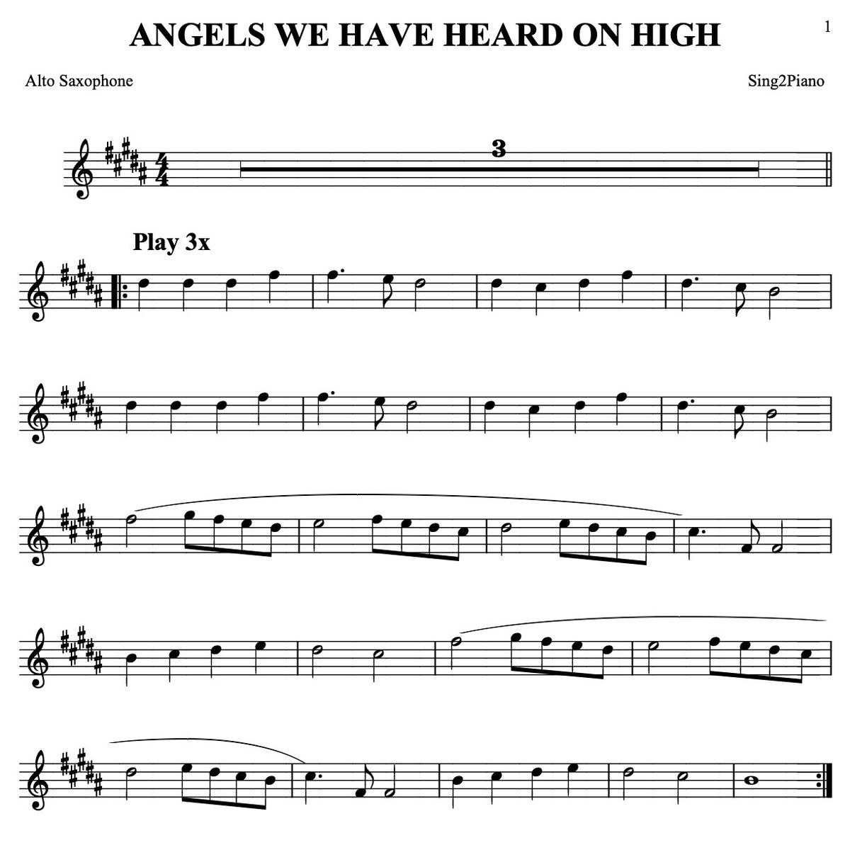 ANGELS WE HAVE HEARD ON HIGH for Alto Saxophone
