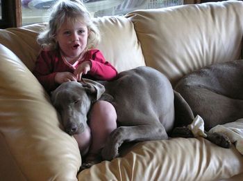 Louise cuddling Cricket,
