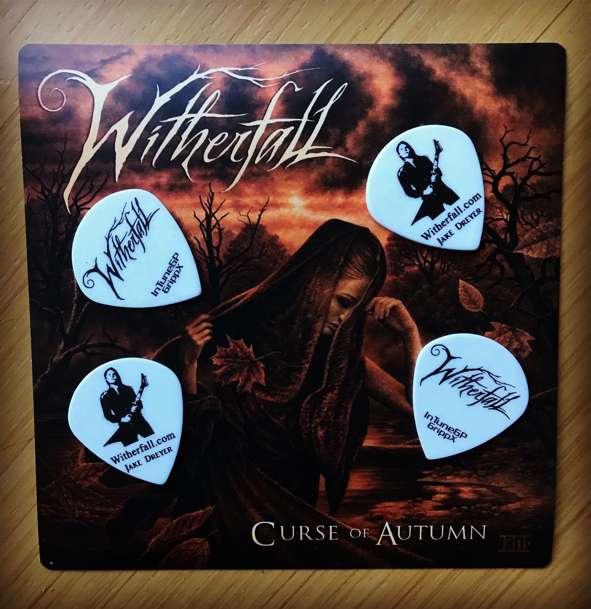 Jake Dreyer White Jazz Pick w/Curse Of Autmn Sticker