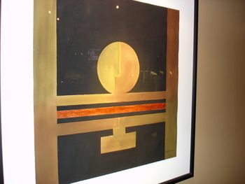 "Japan in Space" 3'x3', watercolor, gouache, and copper acrylic on 140 lb Arches watercolor paper.
