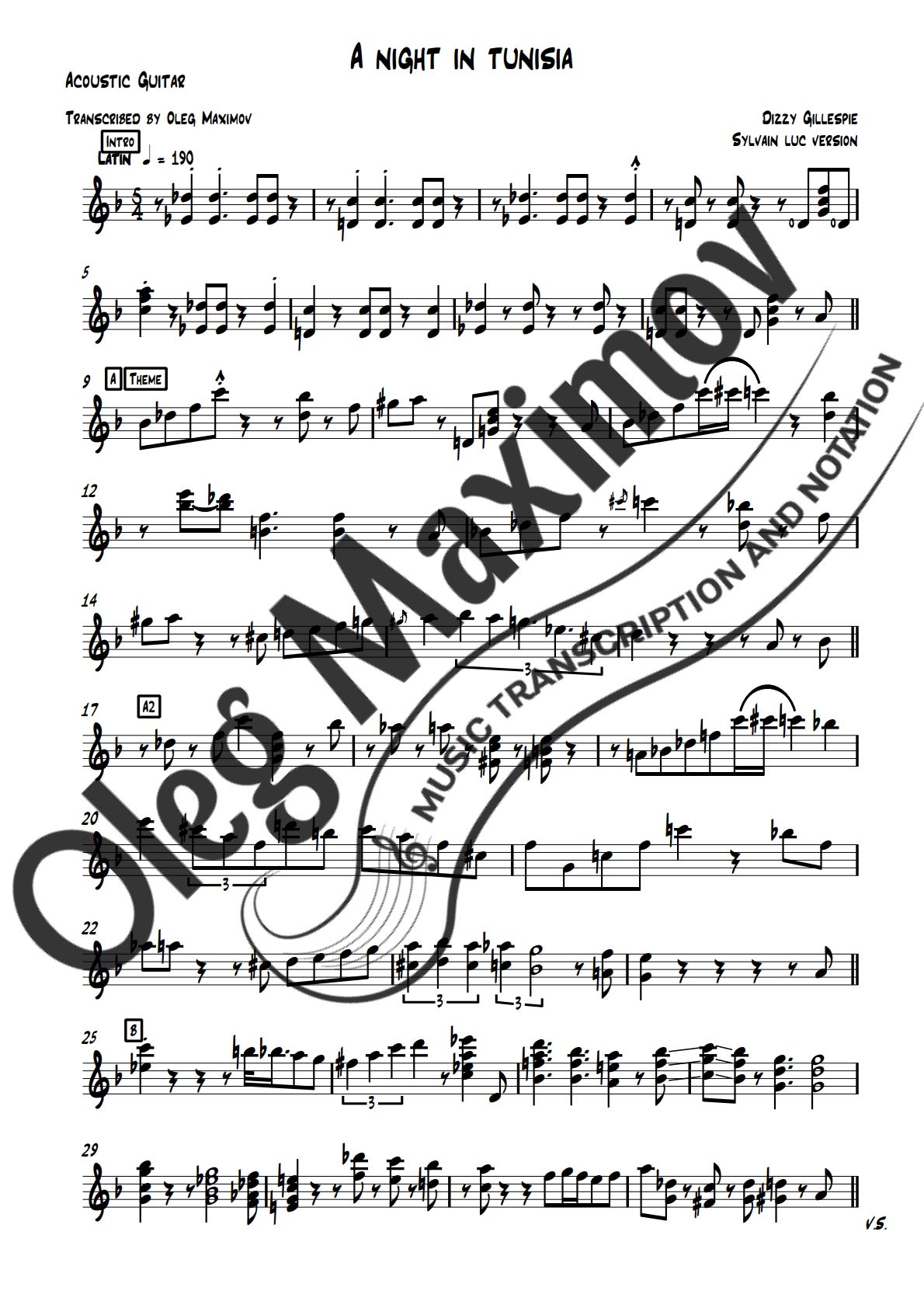 Sylvain Luc - A Night in Tunisia transcription