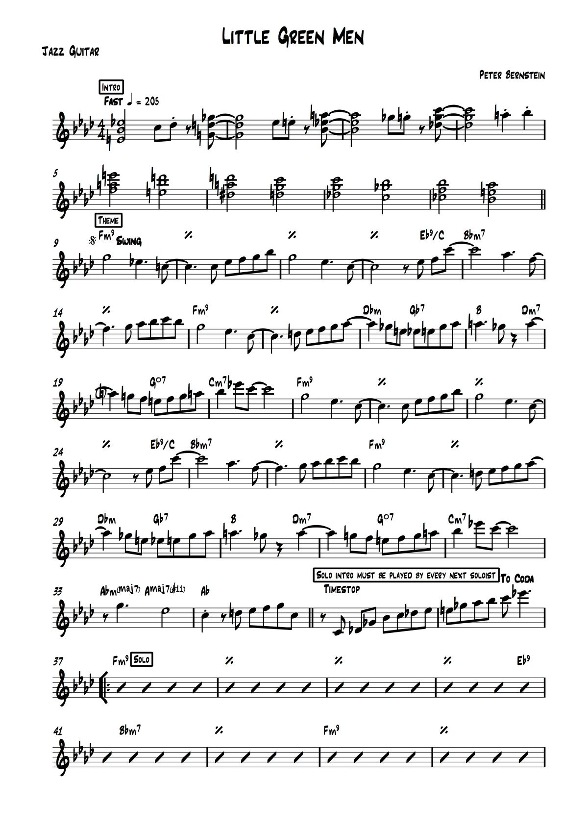 Peter Bernstein - Little Green Men transcription