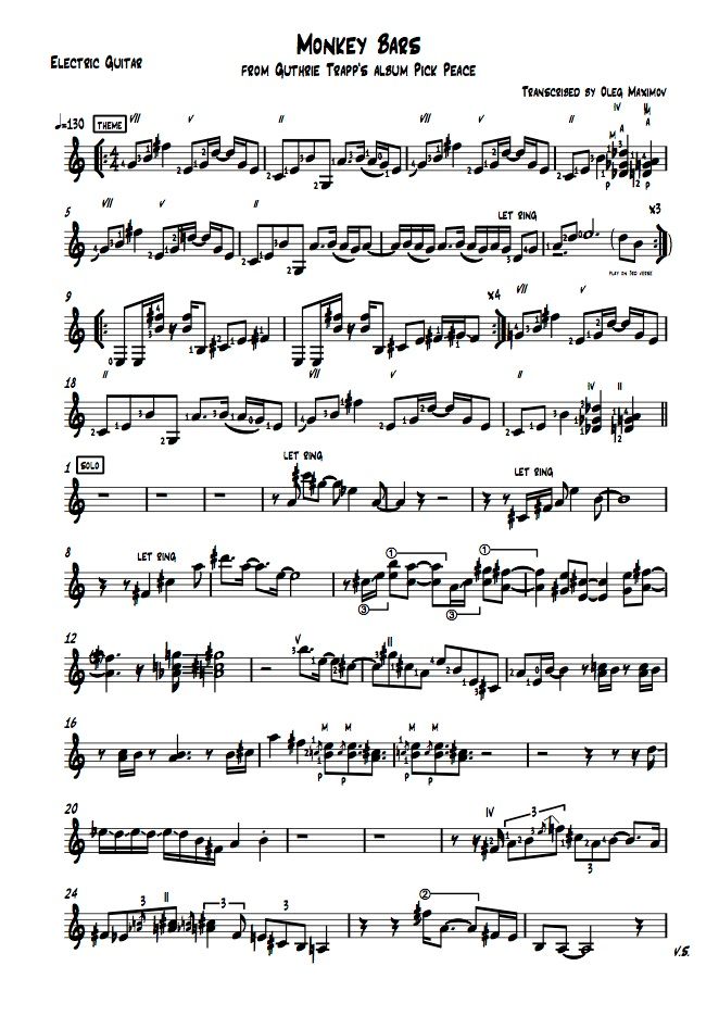 Guthrie Trapp - Monkey Bars transcription