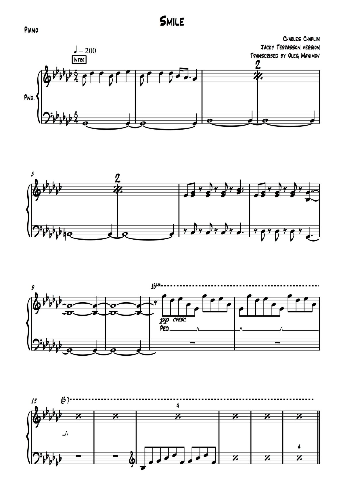 Jacky Terrasson - Smile transcription