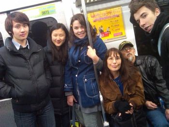 On the subway on the way to the Palace.
