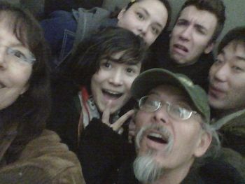 The elevators were tiny, so all of us and our instruments were a tight fit!
