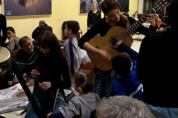 We let the children play our instruments.
