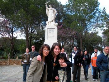 On Mt. Carmel. The statue is of Elijah putting to death the prophets of Baal.
