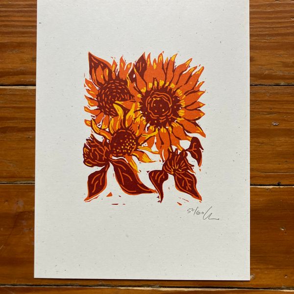 ‘Sunflowers’ Reduction Print