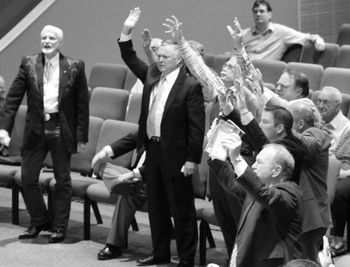 A bunch of our preacher friends at the Carolina Campmeeting First FWB Church Hayesville, NC.
