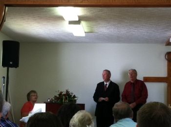 Ernie siniging with Donnie and Sandy Harris at the Unicoi FWB Church May 4, 2014.
