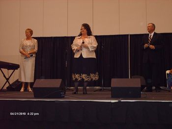 On stage, Anna singing Grace for Grace. The girls did a super job! They looked great too!
